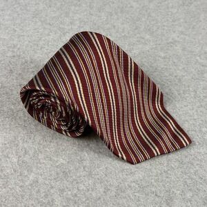 Vintage Luigi Borrelli Napoli Silk Tie Burgundy Stripe Italy Handmade 60x3.75"
